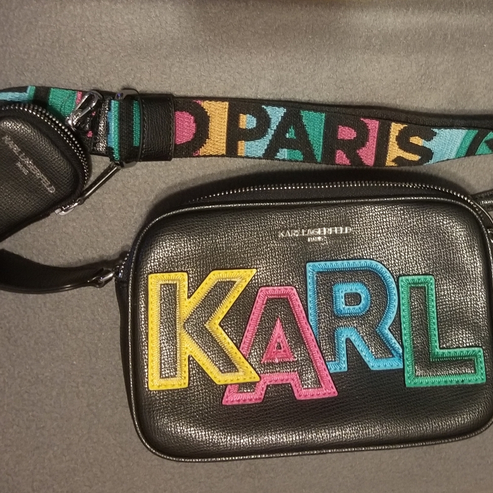 😍 EUC Karl Lagerfeld Paris colorful bag and strap- w mini bag! - Picture 2 of 13